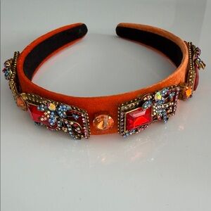 Jeweled Orange Velvet Headband